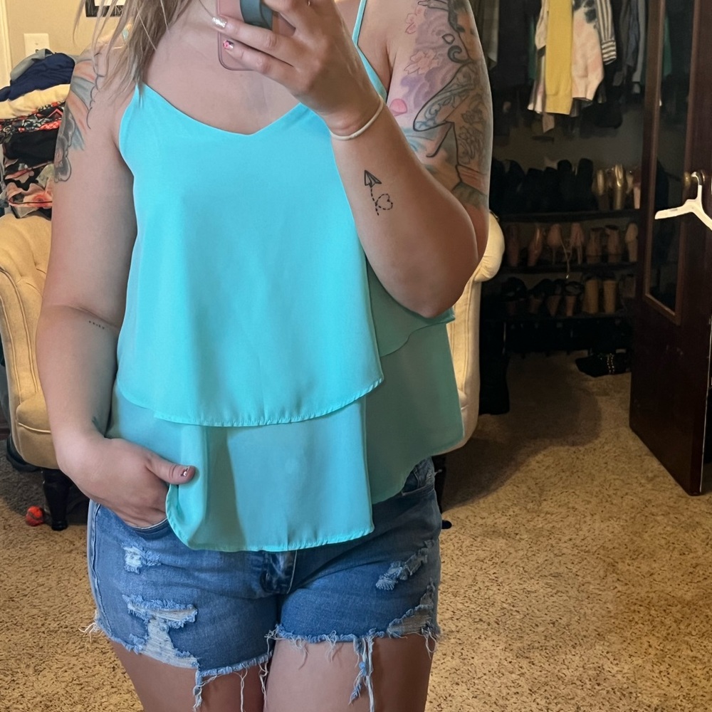 Teal babydoll style top